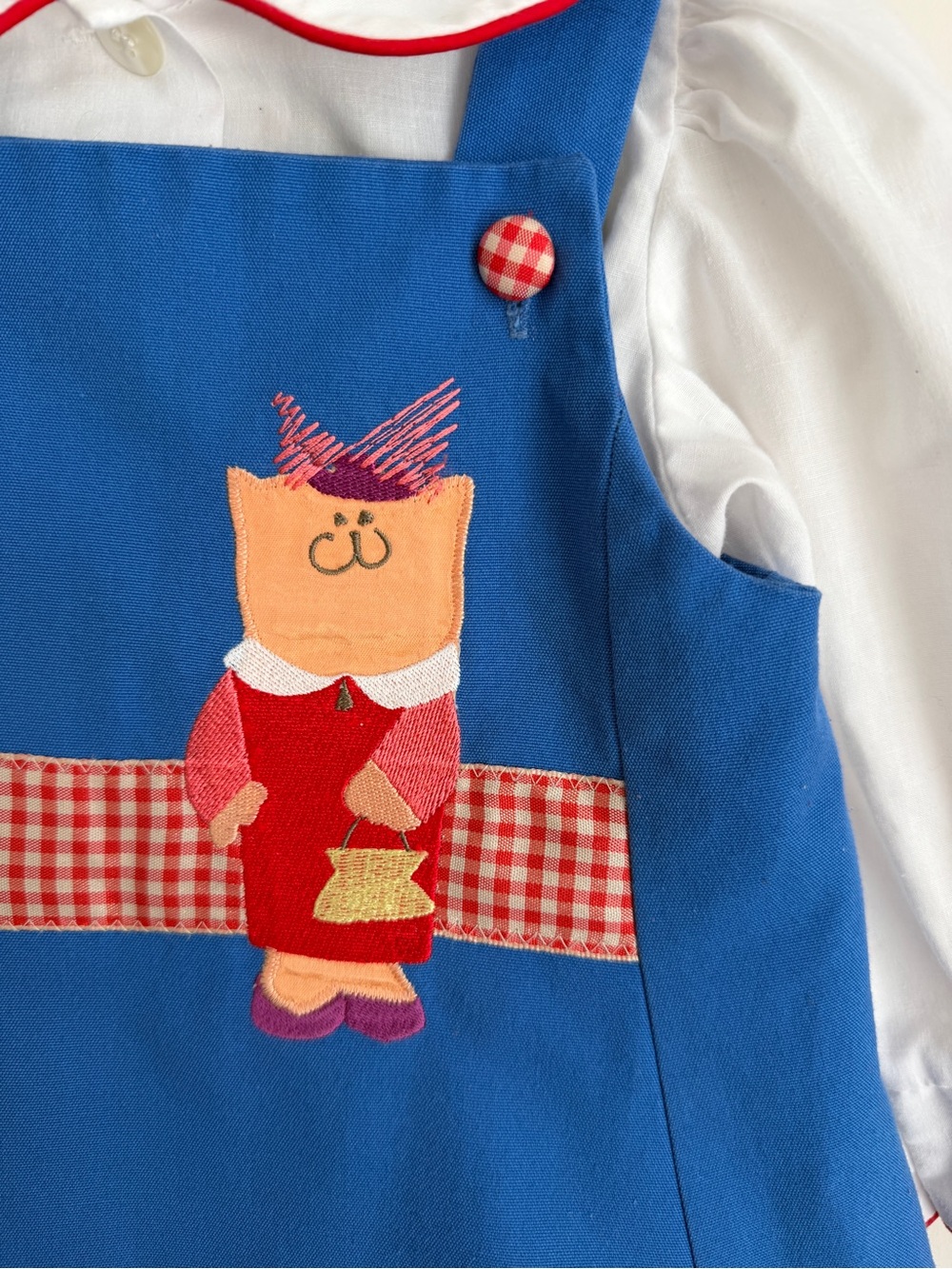Vintage Chocolate Soup Blue Dress with Appliqué and White Blouse Set 2T - Picture 2 of 10
